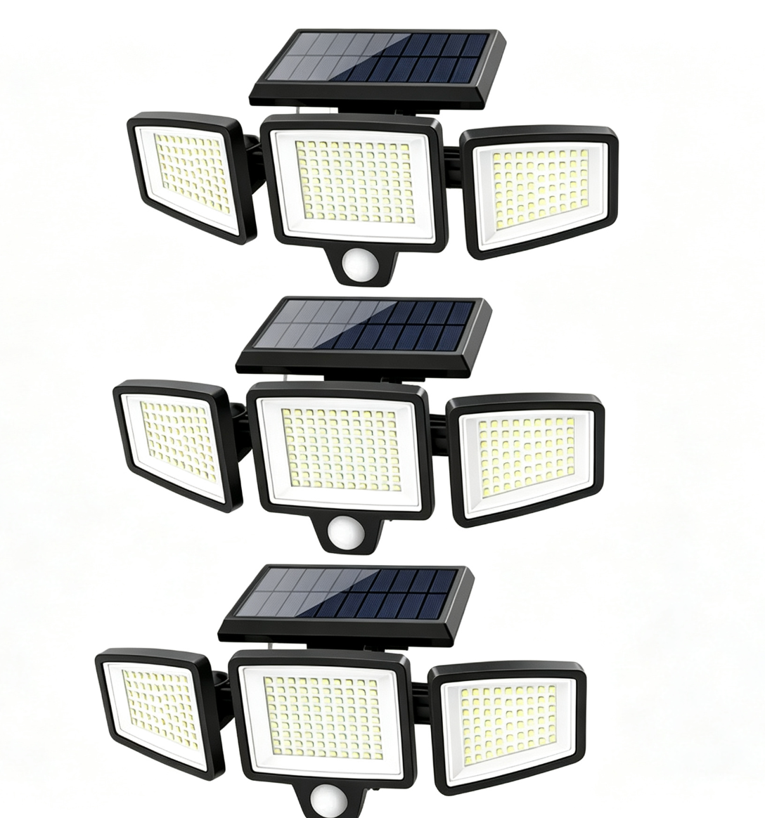 📢📢Letzter Tag – 50 % Rabatt!! ☀️💡 Solar-Außenwandlampe mit 3 Köpfen – Bewegungsmelder für Garten, Hof & Garage