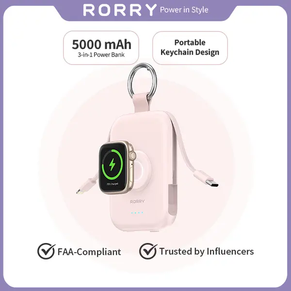RORRY 5000mAh Portable Charger for Apple Watch & iPhone