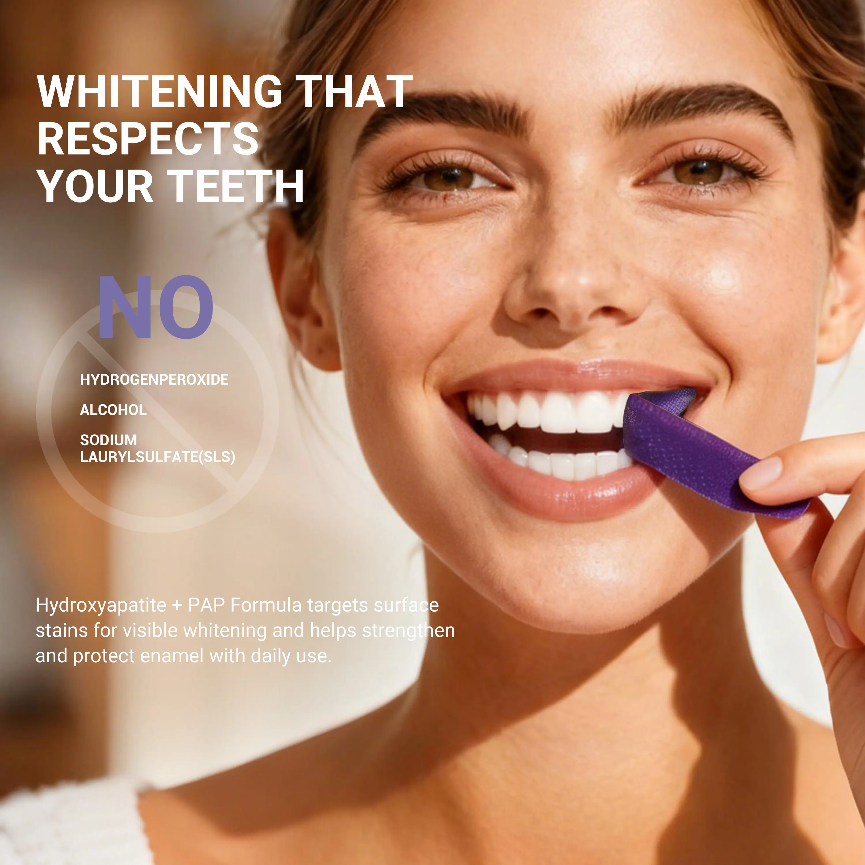 CEELIKE Purple Teeth Whitening Strips with Free Cheek Retractor
