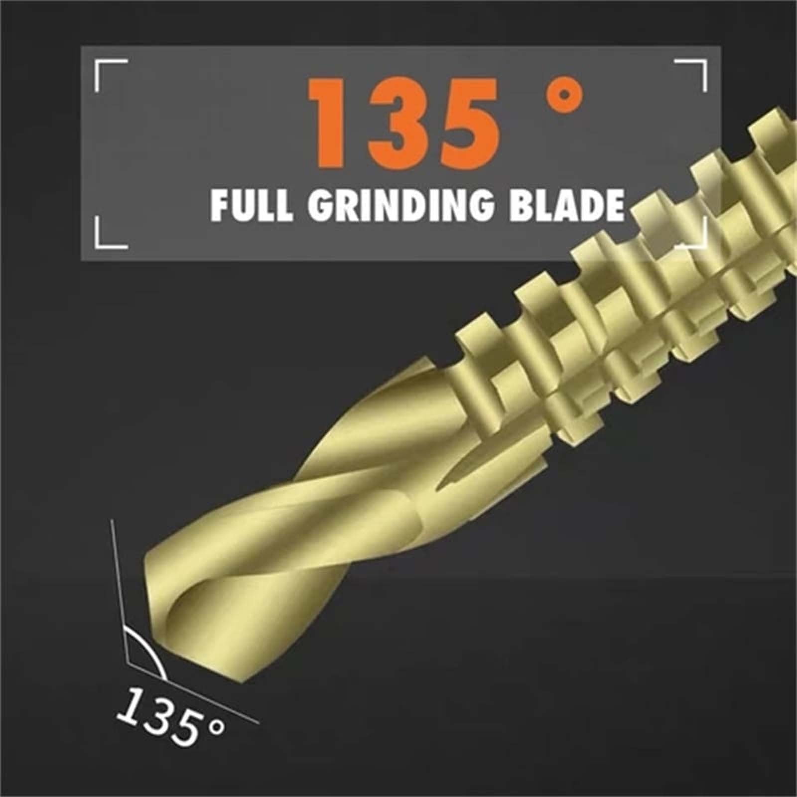 Drill Bit Set, Twist Drill Bits, Power Tool Accessories, 6Pcs Titanium Coated Carbon Steel Drill Bit Kit, 135° Split Point Straight Shank Anti-Walk Drilling Tools, Fully Ground Heat Resistant Bits