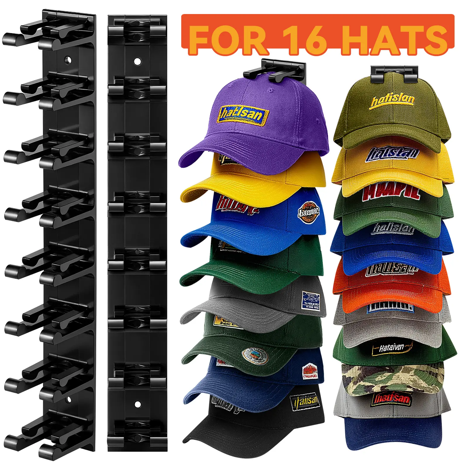 Hat Hook Organizer for Wall - 2 Pack, Holds 20 Hats