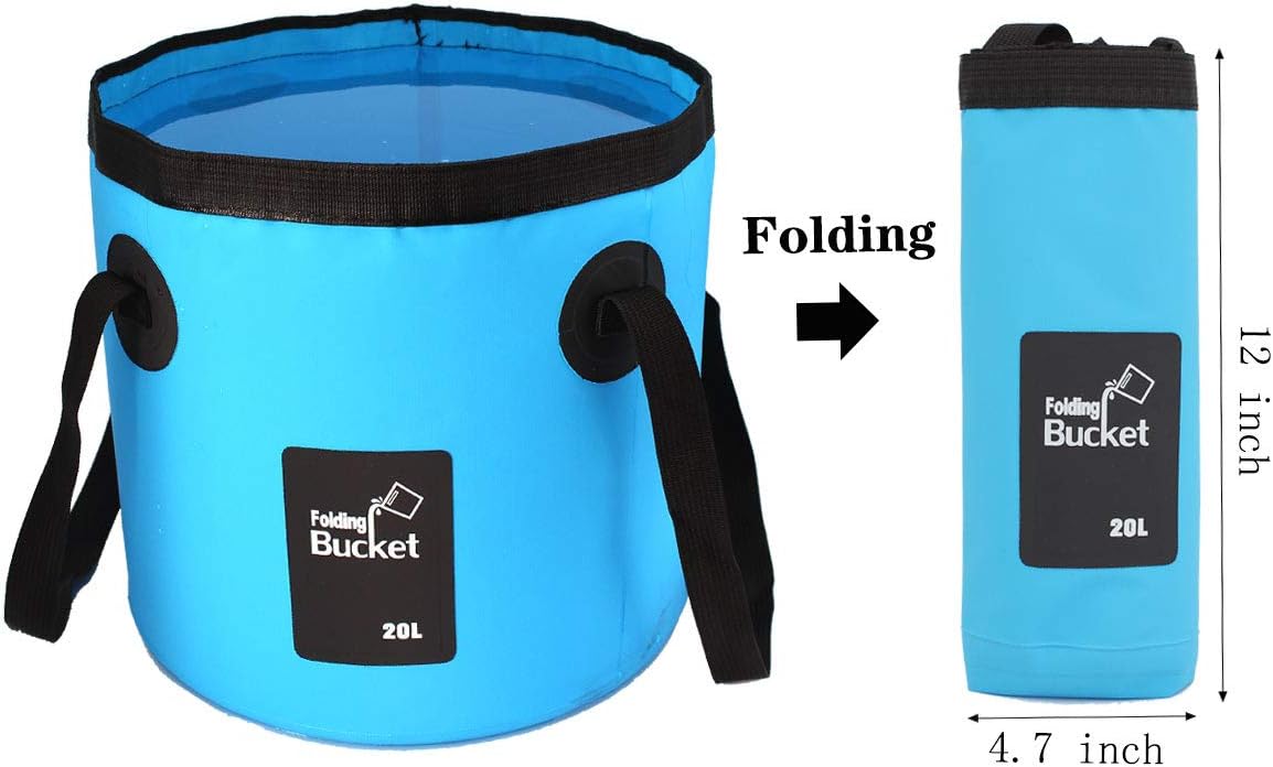 Collapsible Bucket, Camping Water Storage Container 5 Gallon(20L) Portable Folding Wash Basin for Traveling Hiking Fishing Boating Gardening
