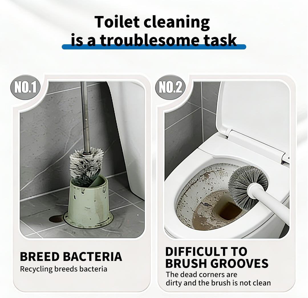 SOPAMI Disposable Toilet Brush Kit - 32/16 Refill Heads & Holder, Rotating No-Touch Deep Cleaner for Under-Rim & Corner, Bathroom Cleaning Tool for Home, RV