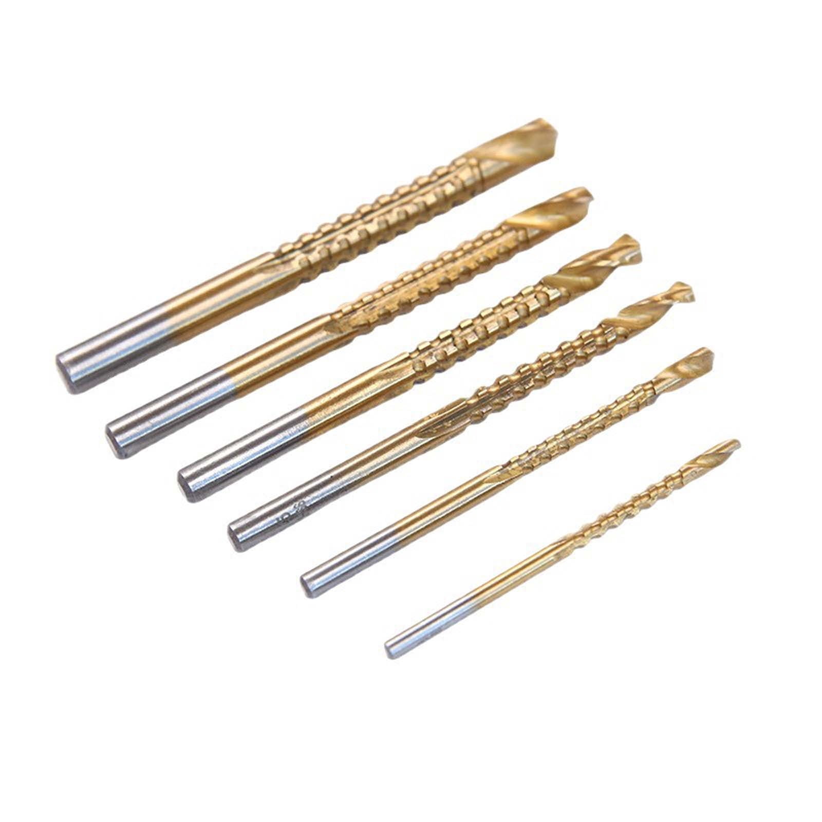 Drill Bit Set, Twist Drill Bits, Power Tool Accessories, 6Pcs Titanium Coated Carbon Steel Drill Bit Kit, 135° Split Point Straight Shank Anti-Walk Drilling Tools, Fully Ground Heat Resistant Bits