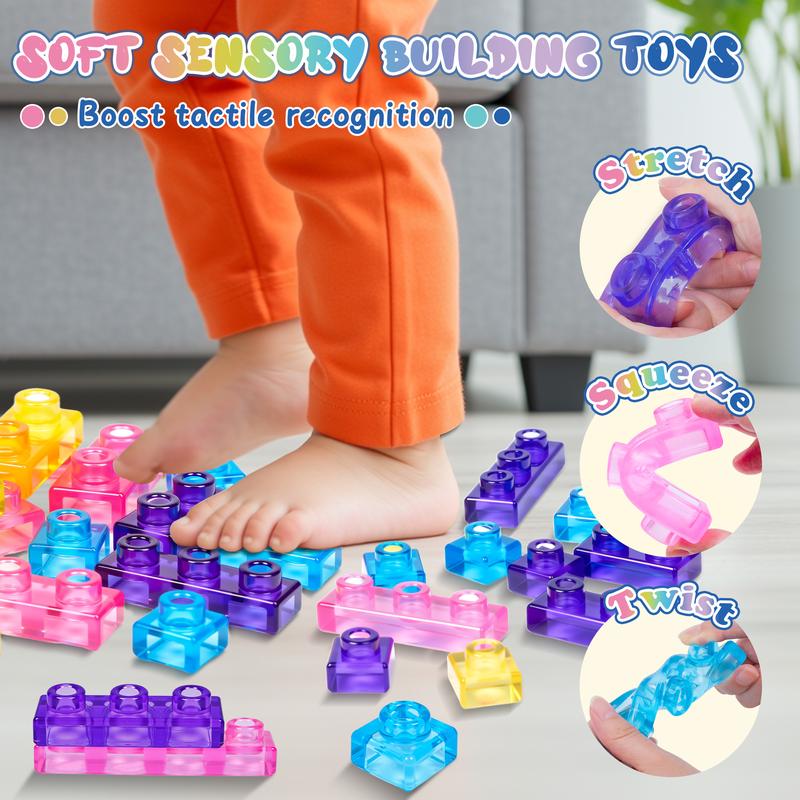 Soft Jelly Blocks , Squishy Multi-color Stacking Jelly Building Blocks Toy Set