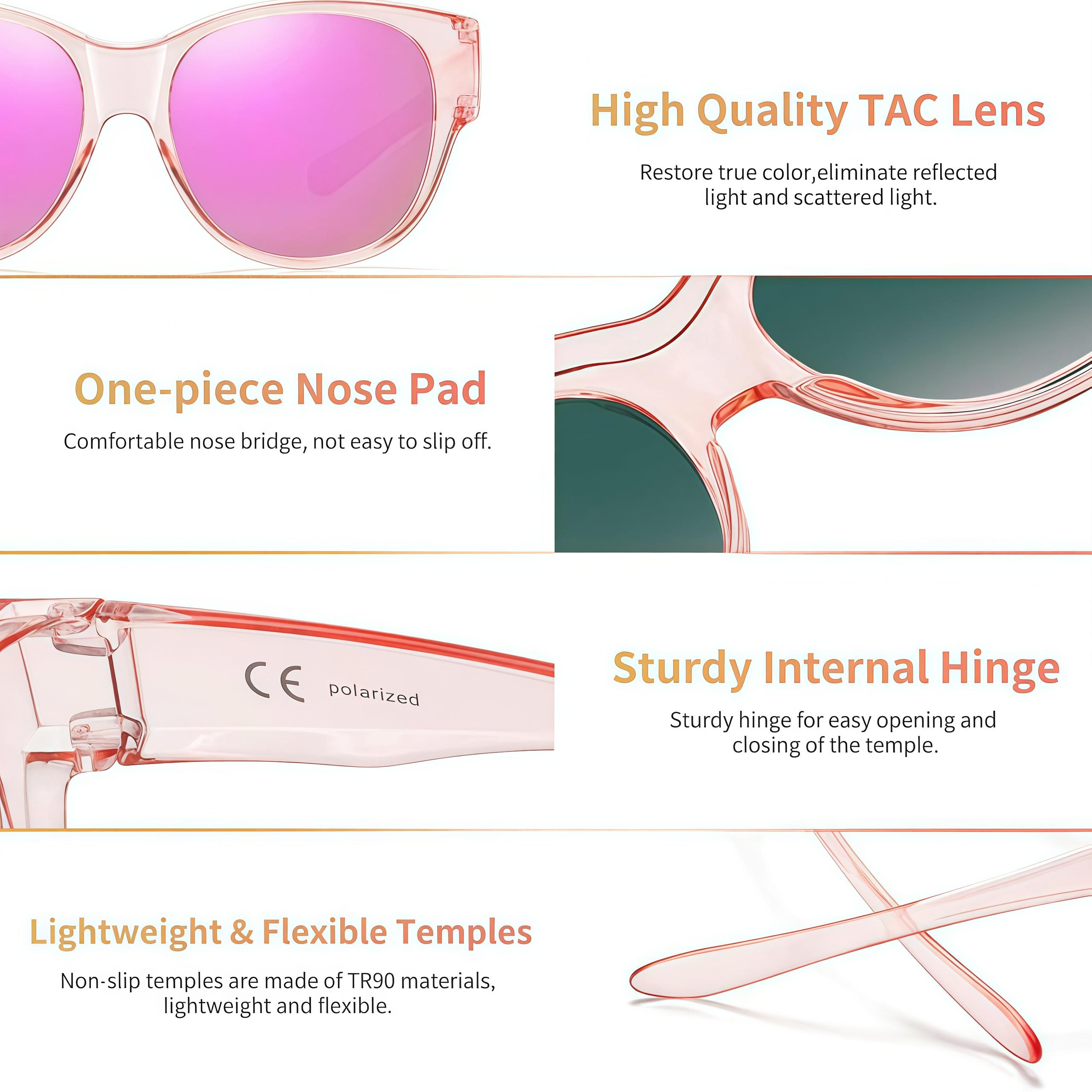 EUNOIALENS Women's Fit-Over Prescription Sunglasses - Oversized Square Full-Rim Plastic Frames, UV400 Protection, Trendy Sunglasses, Unisex Fashion Accessory for Summer Wins, Vacation, Beach Outfits, Accessories for Women