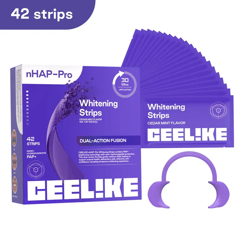 CEELIKE Purple Teeth Whitening Strips with Free Cheek Retractor
