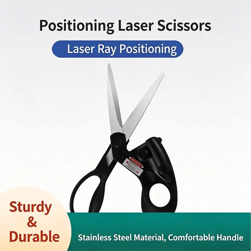Heavy-Duty Laser-Guided Scissors – Ergonomic Stainless Steel for Fabric, Paper & Crafts