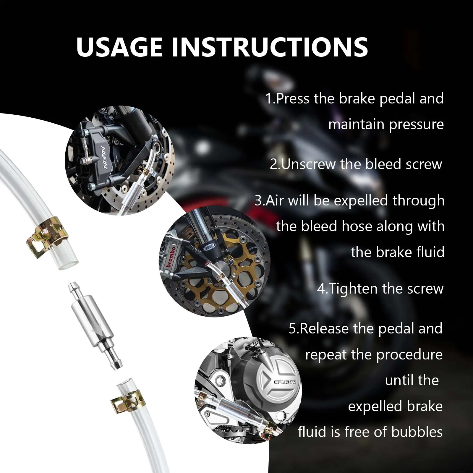 Brake Bleeding Tool Kit for Cars & Motorcycles - Universal Hydraulic System Bleeder
