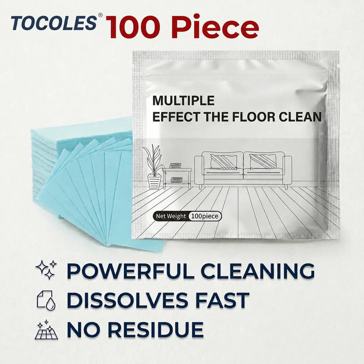 Multi-Surface Floor Cleaning Tablets - 100 Pack for Sparkling Floors