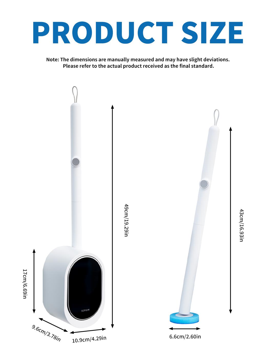 SOPAMI Disposable Toilet Brush Kit - 32/16 Refill Heads & Holder, Rotating No-Touch Deep Cleaner for Under-Rim & Corner, Bathroom Cleaning Tool for Home, RV