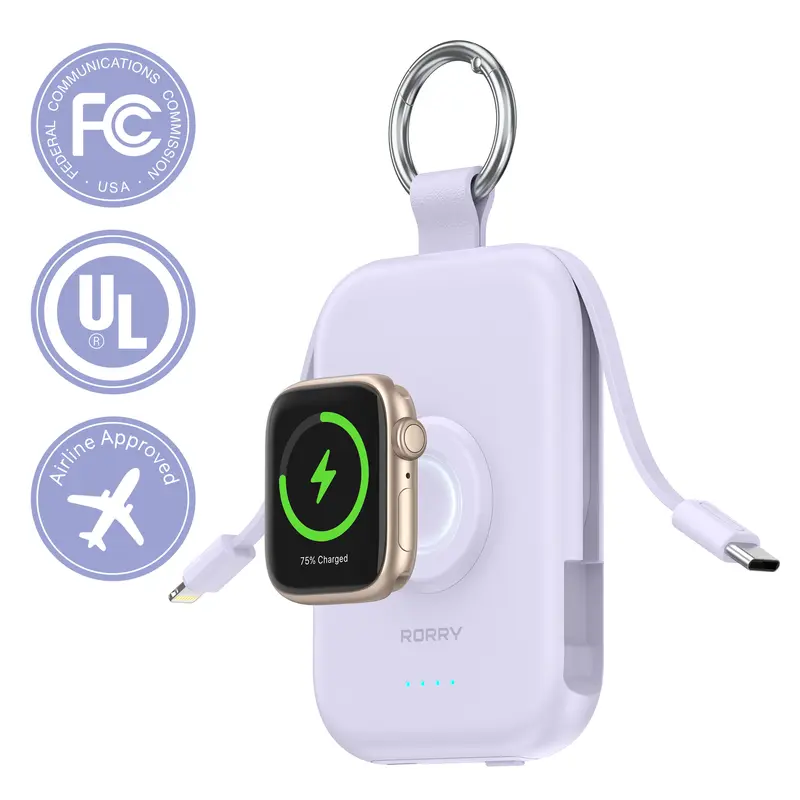 RORRY 5000mAh Portable Charger for Apple Watch & iPhone