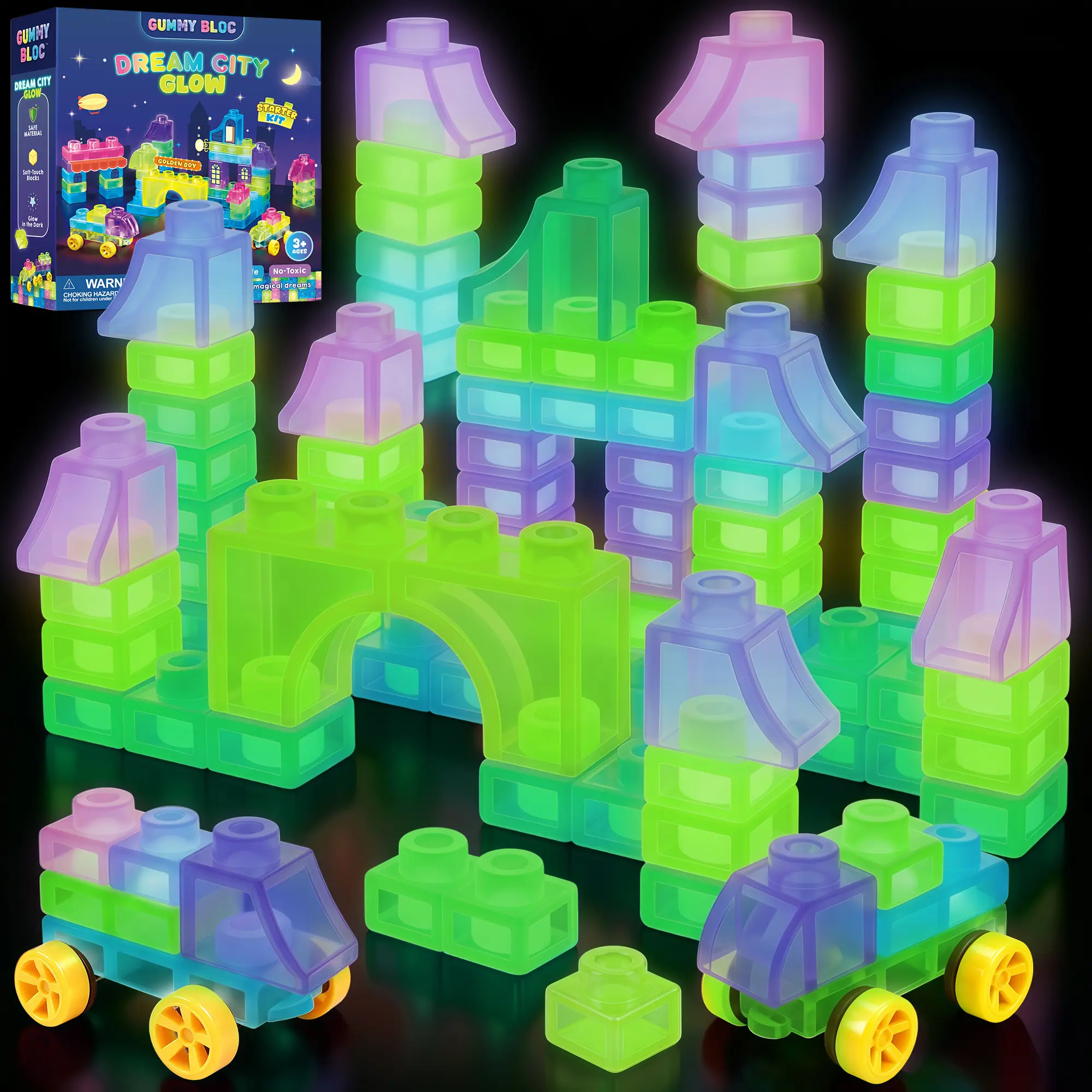Soft Jelly Blocks , Squishy Multi-color Stacking Jelly Building Blocks Toy Set