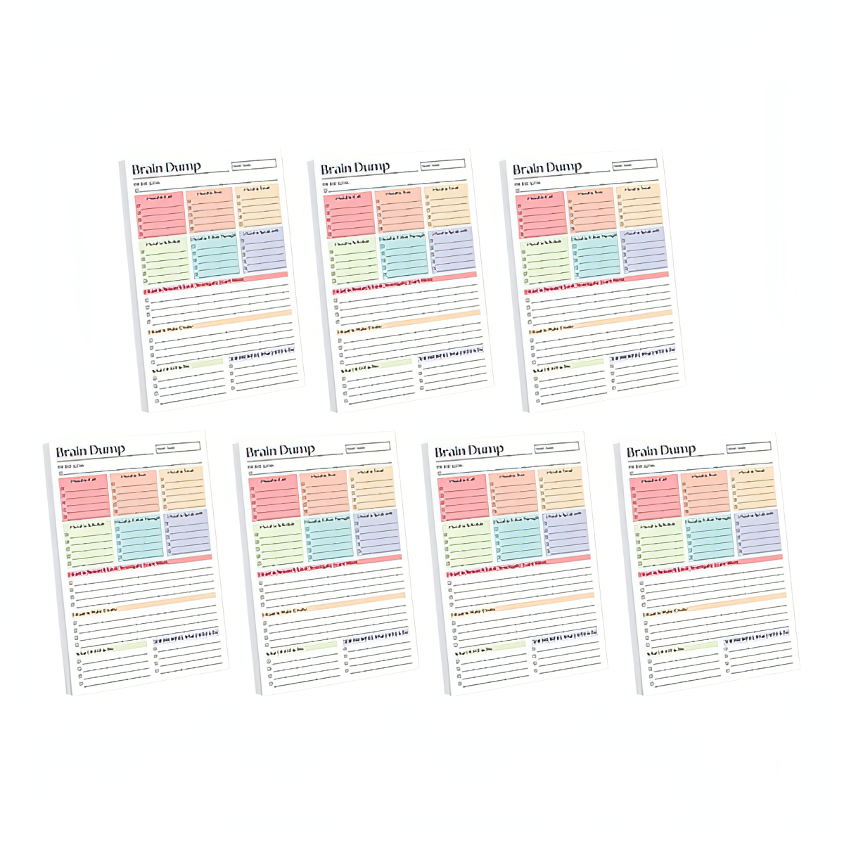ADHD Brain Dump Planner Notepad, 50 Tear-Off Sheets 8.5 x 6.5", Multi-Section Daily Organizer for Work & Personal To-Do Lists, Priorities & Schedules, Focus Workbook Perfect Holiday Gift