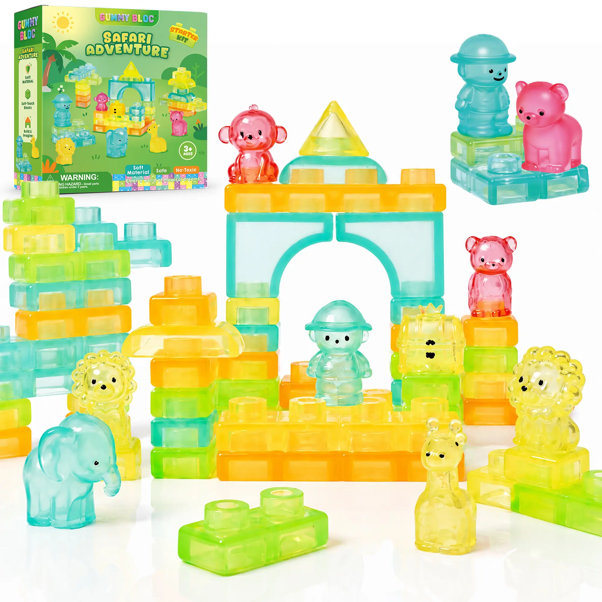 Soft Jelly Blocks , Squishy Multi-color Stacking Jelly Building Blocks Toy Set
