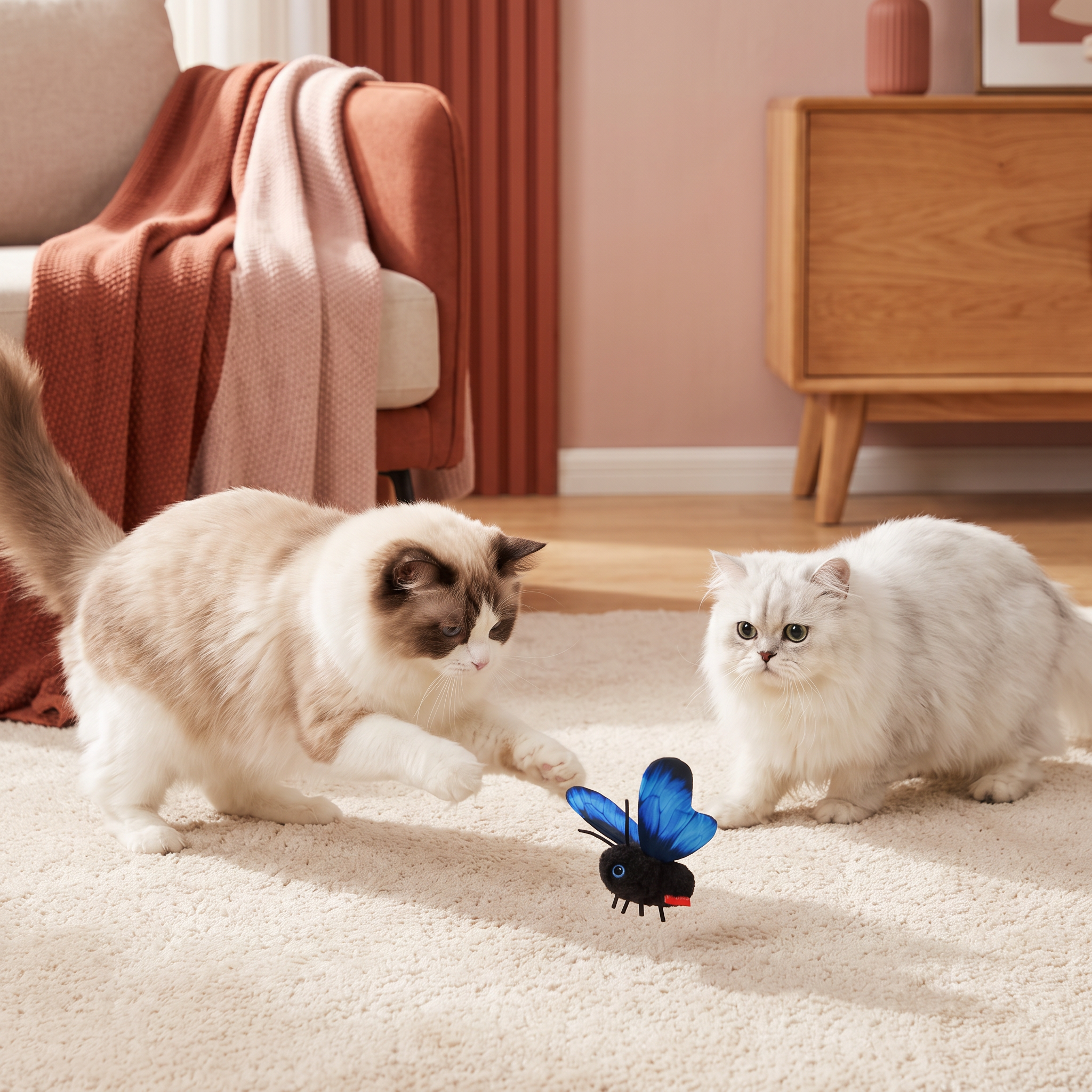 🦋Interaktives flatterndes Schmetterlings-Katzenspielzeug – Automatischer fliegender Teaser