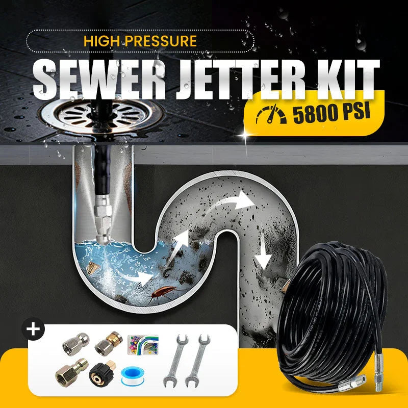 🚿 High-pressure drain cleaning hose kit – Rotating nozzle and reinforced hose for unclogging pipes 🛠️✨ – Free shipping🚚