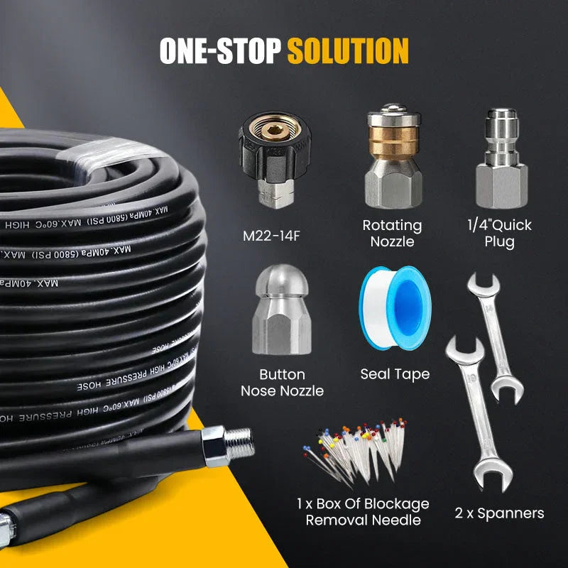 🚿 High-pressure drain cleaning hose kit – Rotating nozzle and reinforced hose for unclogging pipes 🛠️✨ – Free shipping🚚