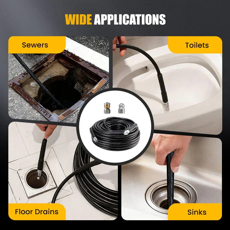🚿 High-pressure drain cleaning hose kit – Rotating nozzle and reinforced hose for unclogging pipes 🛠️✨ – Free shipping🚚