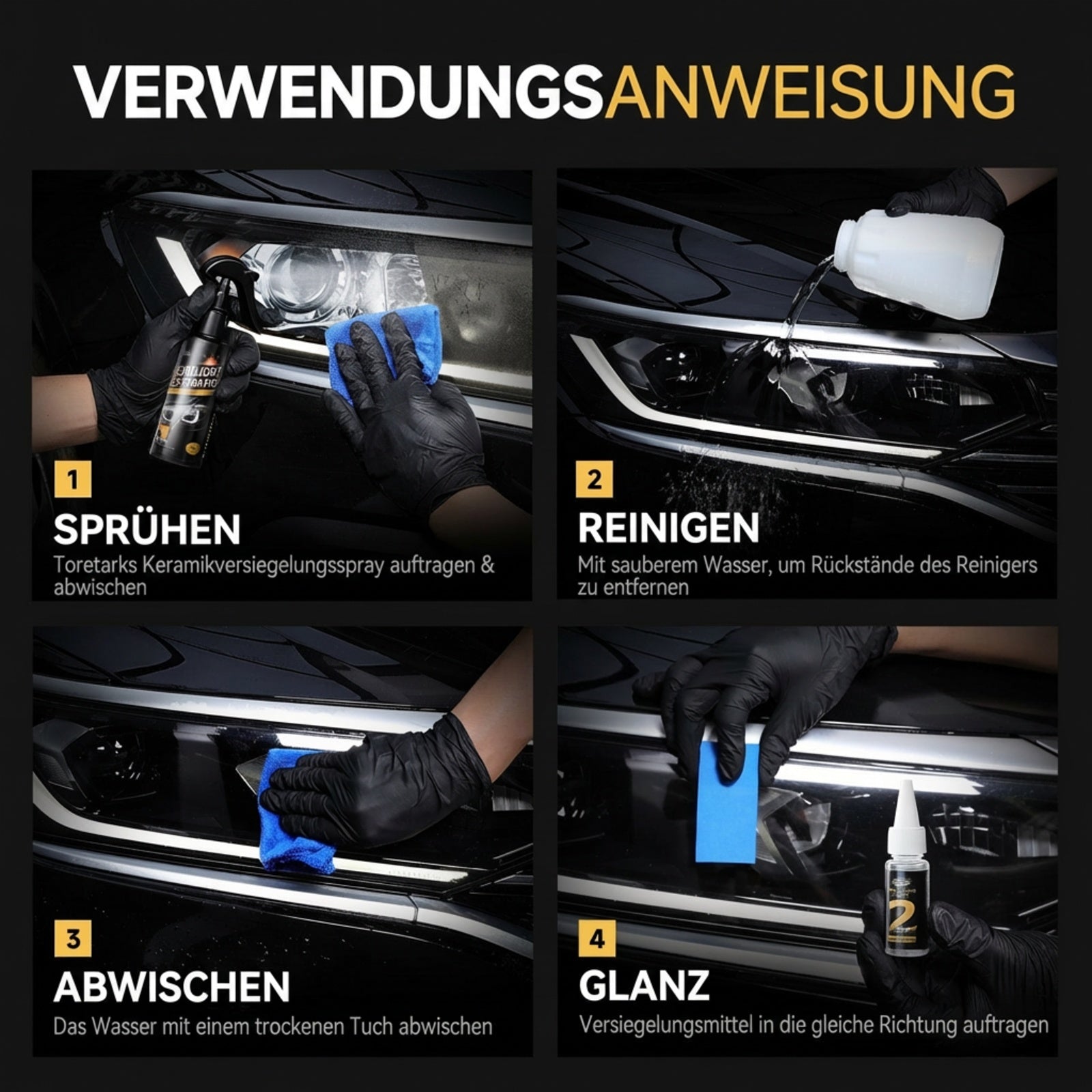 💡🔥Scheinwerfer-Aufbereitungsset mit Schutzfunktion für Autos