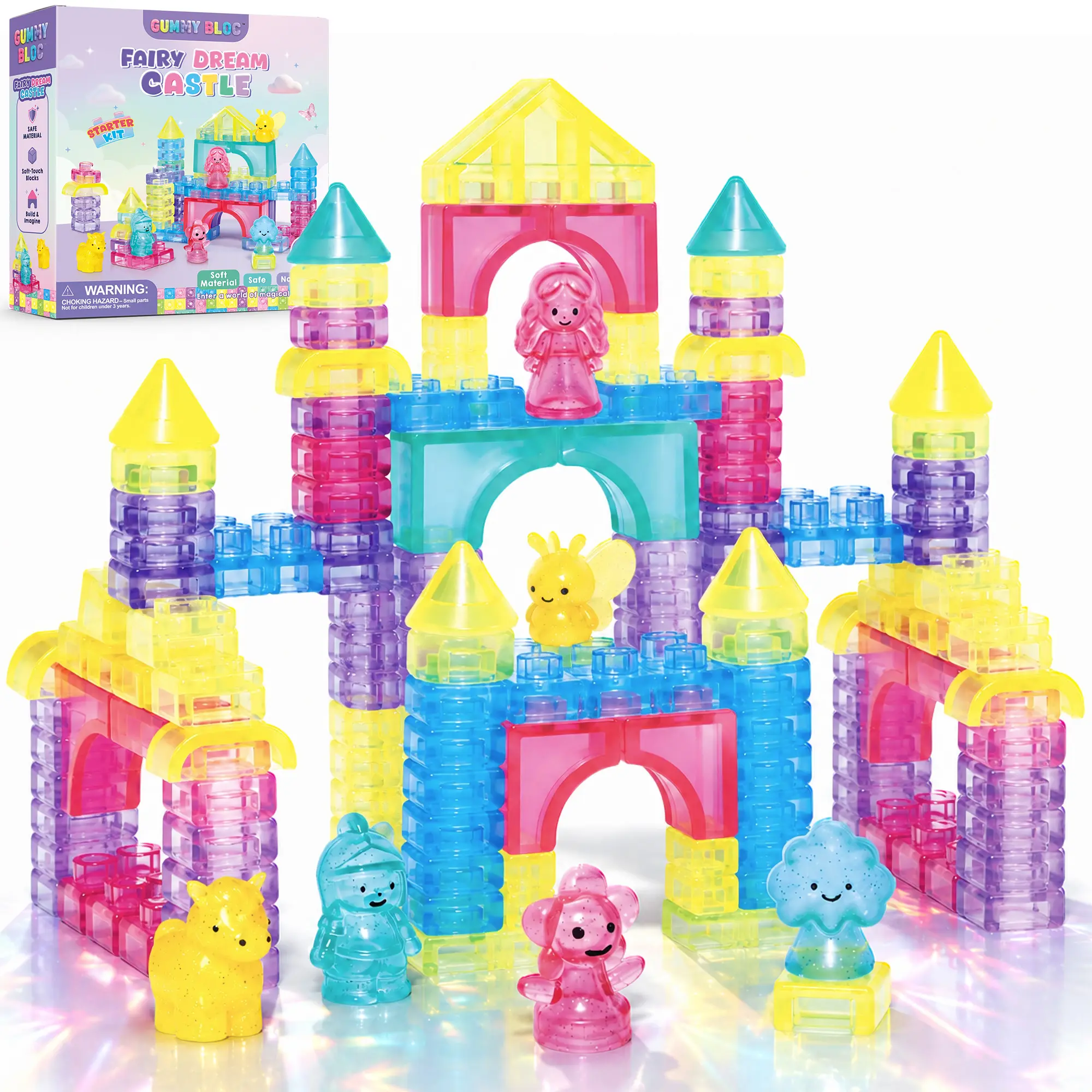 Soft Jelly Blocks , Squishy Multi-color Stacking Jelly Building Blocks Toy Set