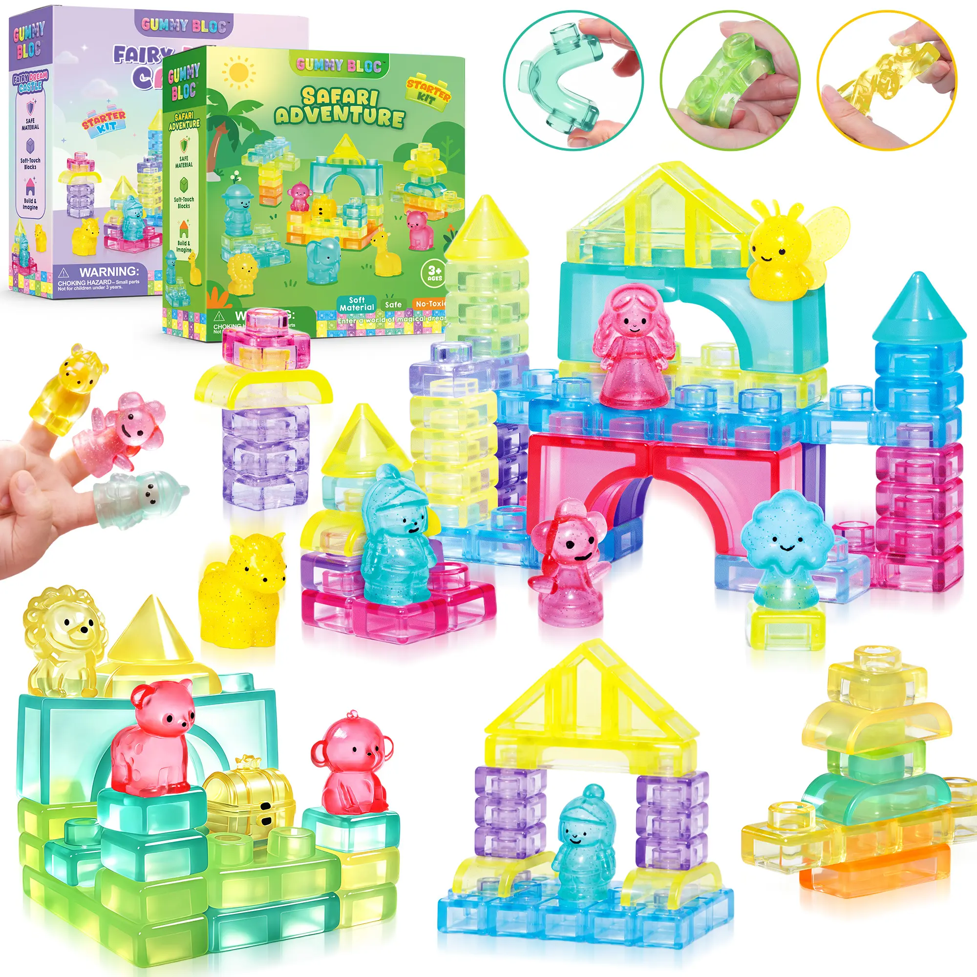 Soft Jelly Blocks , Squishy Multi-color Stacking Jelly Building Blocks Toy Set
