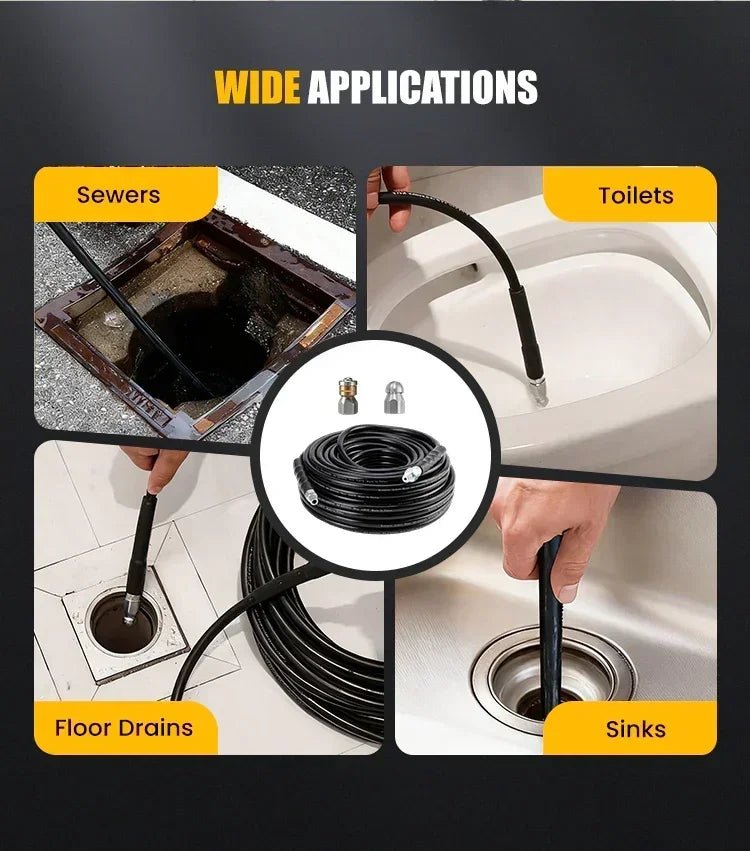 🚿 5800 PSI sewer cleaning kit &ndash; Rotating nozzle and reinforced hose for unclogging pipes 🛠️✨ &ndash; Free shipping - clarioy
