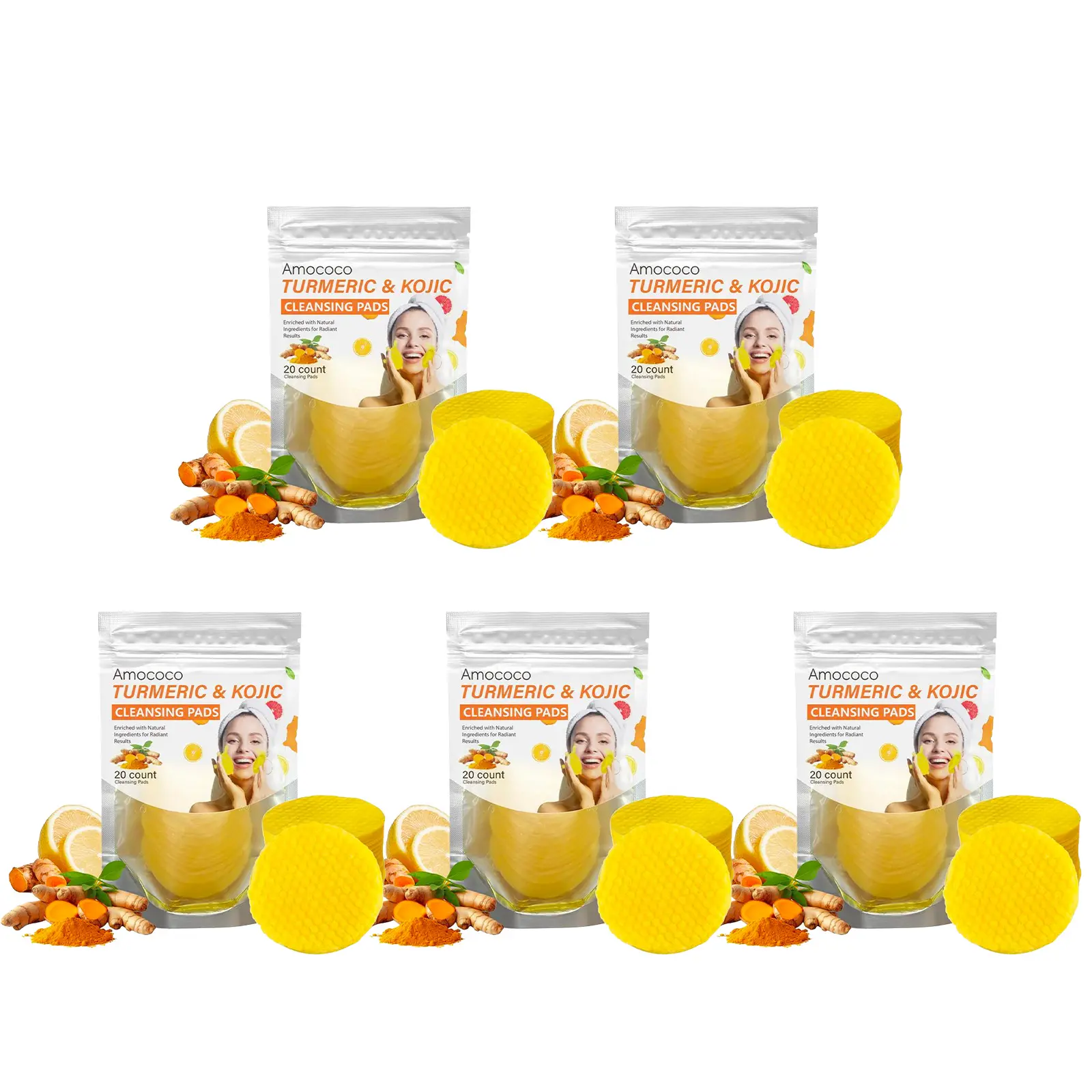 Turmeric & Kojic Cleansing Pads - 20pcs Deep Clean