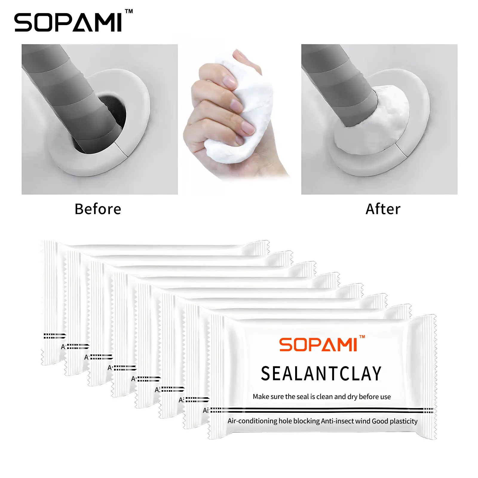 SOPAMI Sealant Clay 20pcs - Quick Dry Adhesive for Air Conditioning