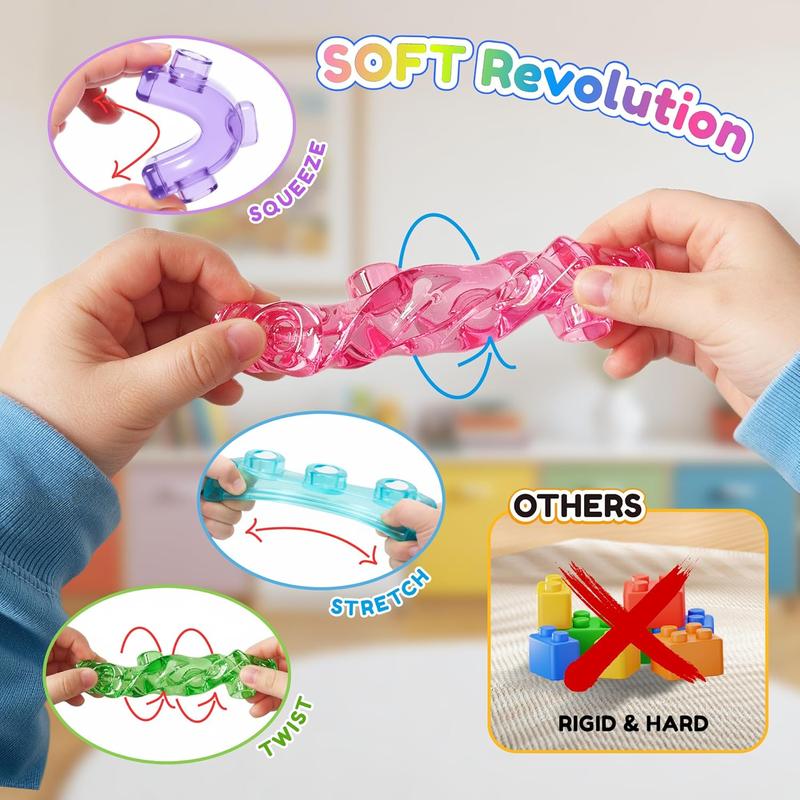 Soft Jelly Blocks , Squishy Multi-color Stacking Jelly Building Blocks Toy Set