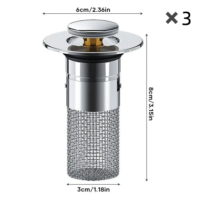 🔥Bathroom Sink Stopper Hair Catcher, Universal Pop Up Sink Drain Filter with Stainless Steel Filter Basket, Bathroom Sink Drain Strainer