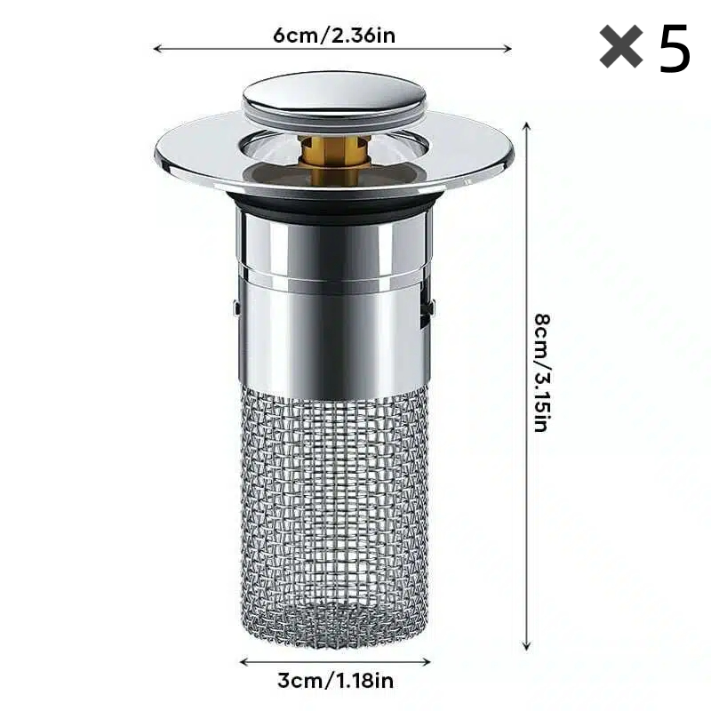🔥Bathroom Sink Stopper Hair Catcher, Universal Pop Up Sink Drain Filter with Stainless Steel Filter Basket, Bathroom Sink Drain Strainer