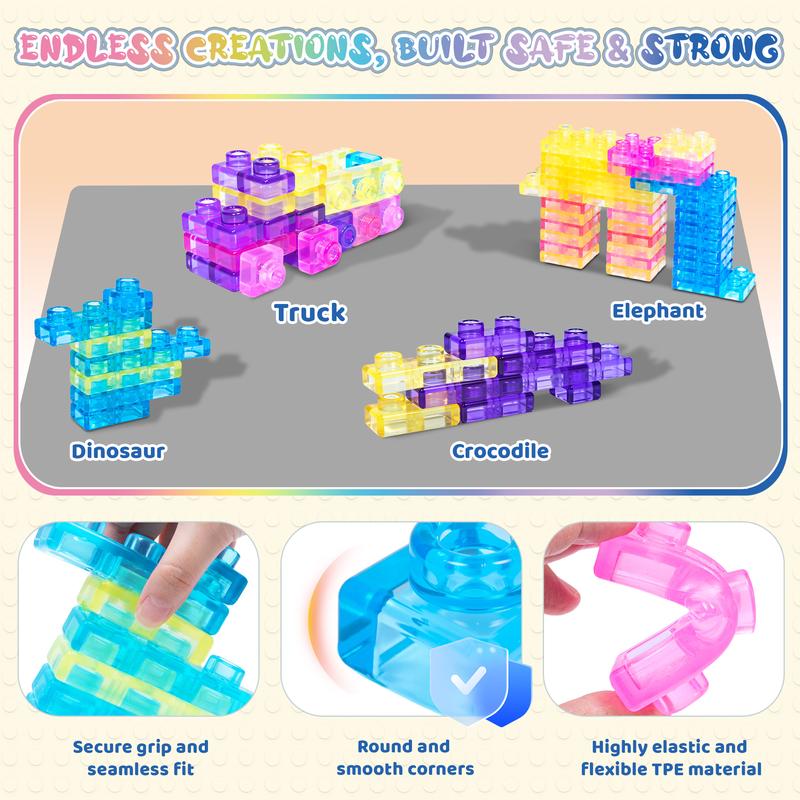 Soft Jelly Blocks , Squishy Multi-color Stacking Jelly Building Blocks Toy Set