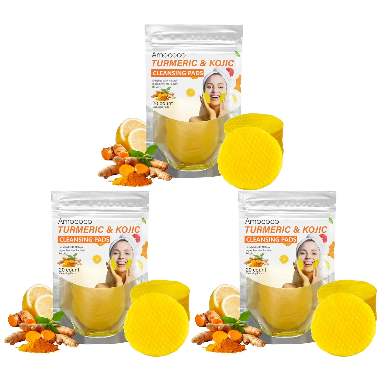 Turmeric & Kojic Cleansing Pads - 20pcs Deep Clean