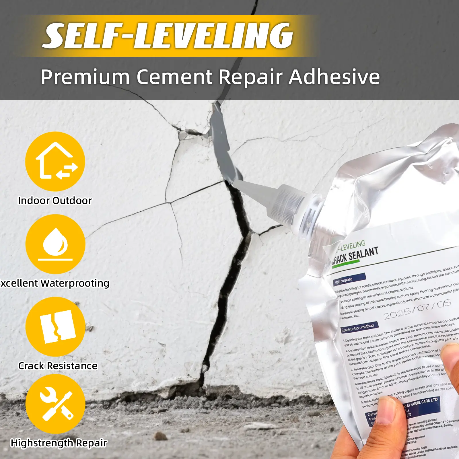 Self-leveling crack sealant