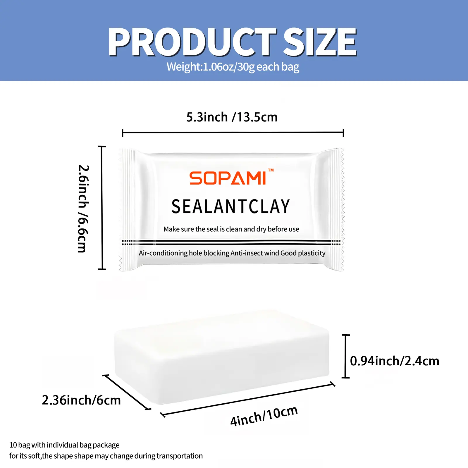 SOPAMI Sealant Clay 20pcs - Quick Dry Adhesive for Air Conditioning