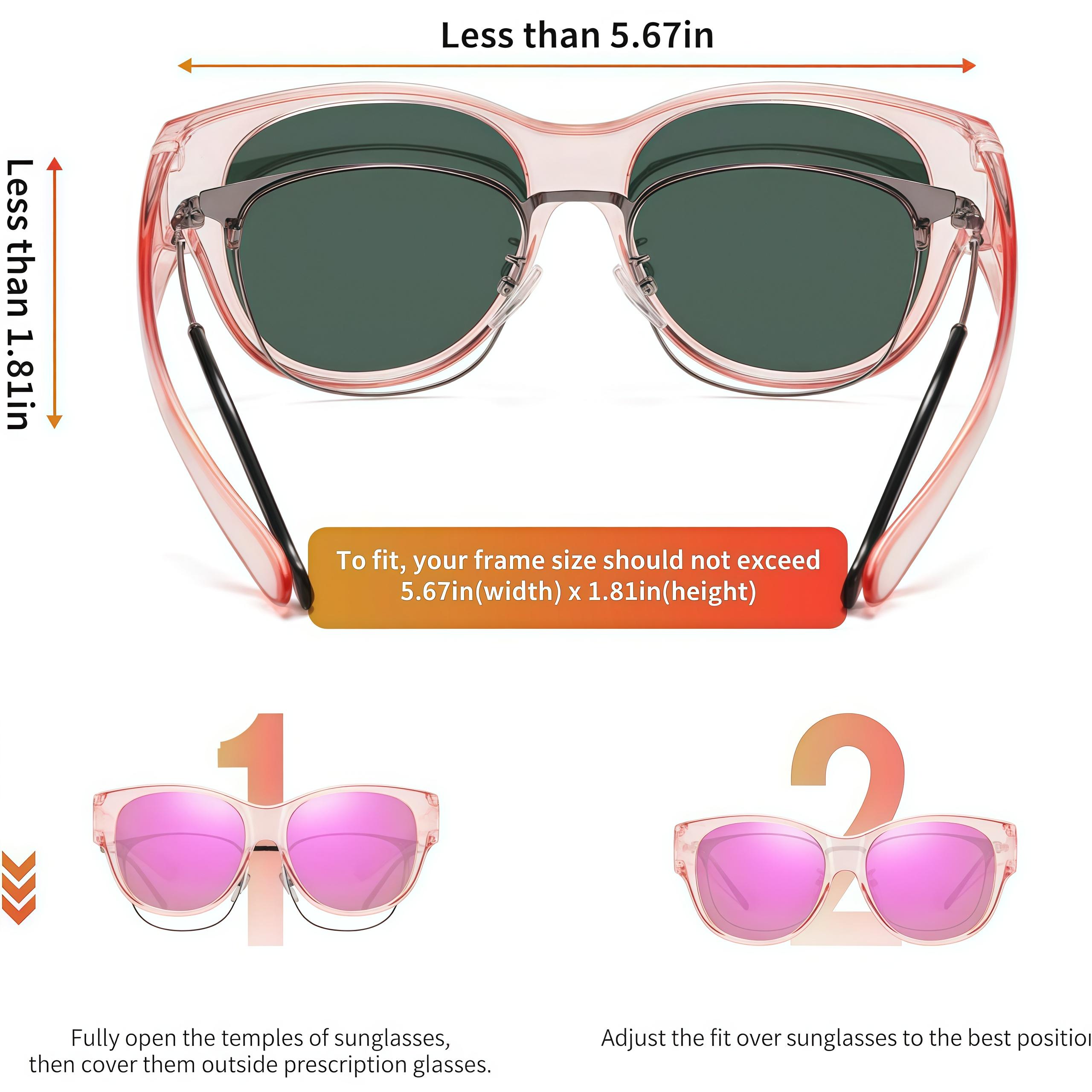 EUNOIALENS Women's Fit-Over Prescription Sunglasses - Oversized Square Full-Rim Plastic Frames, UV400 Protection, Trendy Sunglasses, Unisex Fashion Accessory for Summer Wins, Vacation, Beach Outfits, Accessories for Women