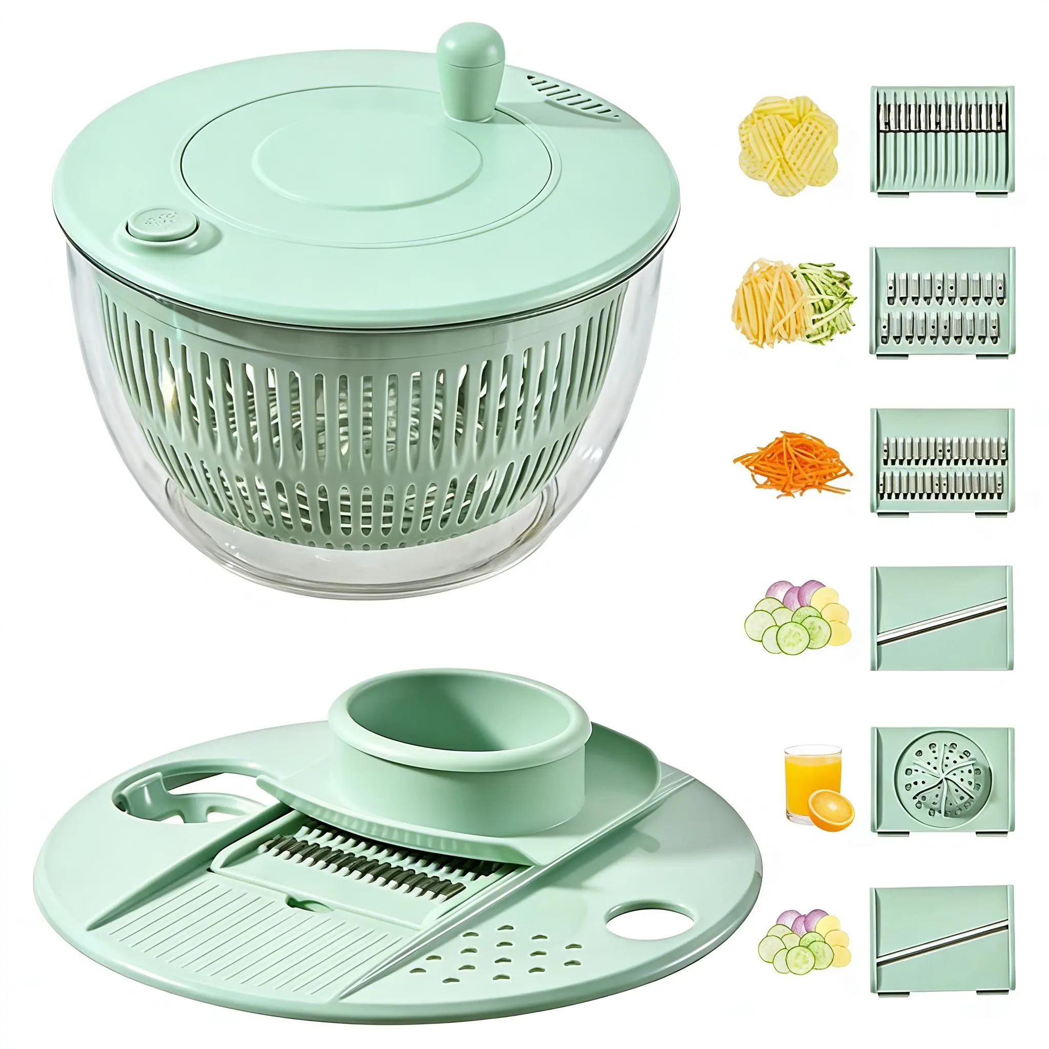 UFORU Large Salad Spinner 3-in-1 with Strainer & Slicer