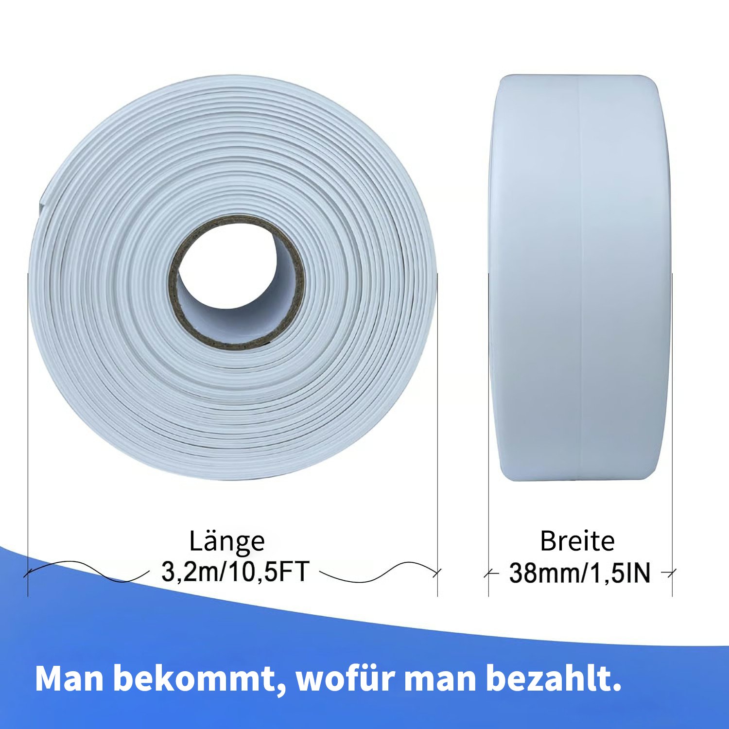Weißes wasserdichtes, selbstklebendes Dichtband – 3,2 m/1,5IN langlebige Abdichtung für Badezimmer- und Küchenkanten