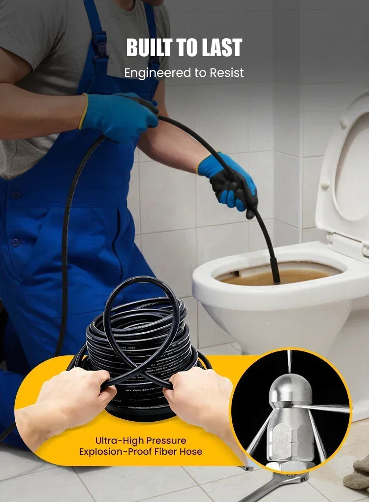 🚿 5800 PSI sewer cleaning kit &ndash; Rotating nozzle and reinforced hose for unclogging pipes 🛠️✨ &ndash; Free shipping - clarioy
