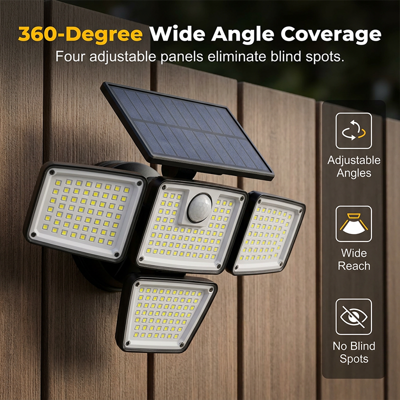 📢📢Letzter Tag – 50 % Rabatt!! ☀️💡 Solar-Außenwandlampe mit 3 Köpfen – Bewegungsmelder für Garten, Hof & Garage