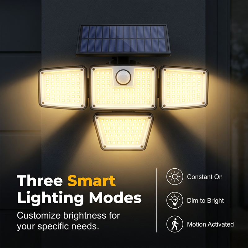 📢📢Letzter Tag – 50 % Rabatt!! ☀️💡 Solar-Außenwandlampe mit 3 Köpfen – Bewegungsmelder für Garten, Hof & Garage