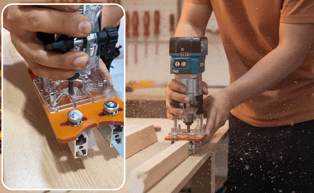 Woodworking positioning base in a workshop