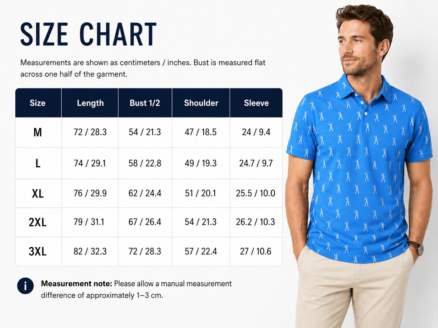 Men's Printed Moisture-Wicking Golf Polo Shirt