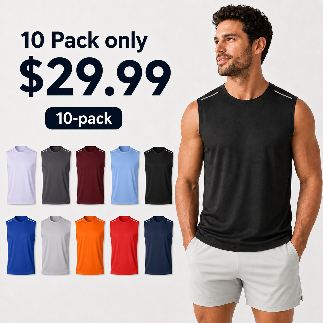 Men's Quick-Dry Mesh Workout Tank Top with Reflective Shoulder Detail