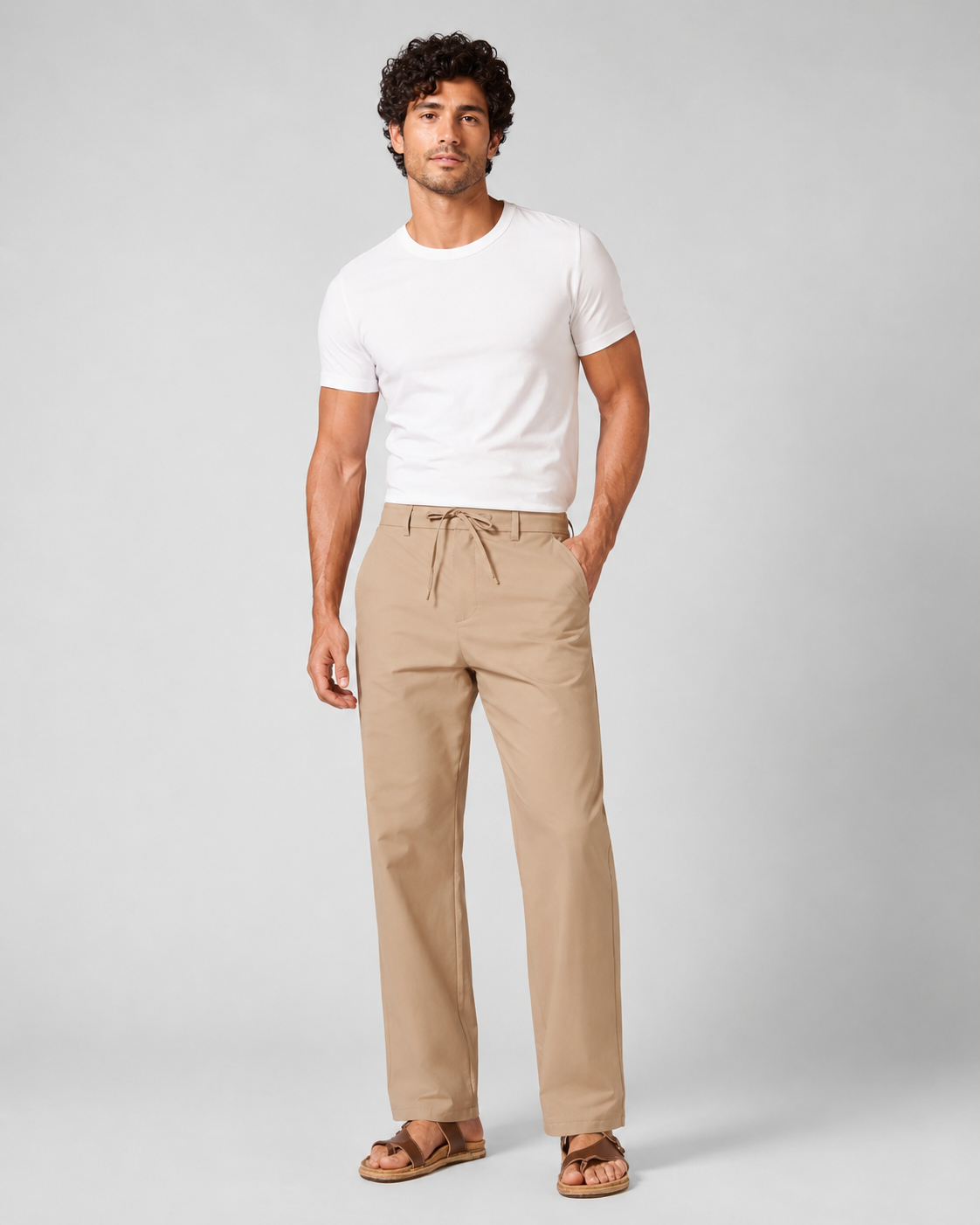 Men's Cotton Linen Relaxed Fit Drawstring Pants