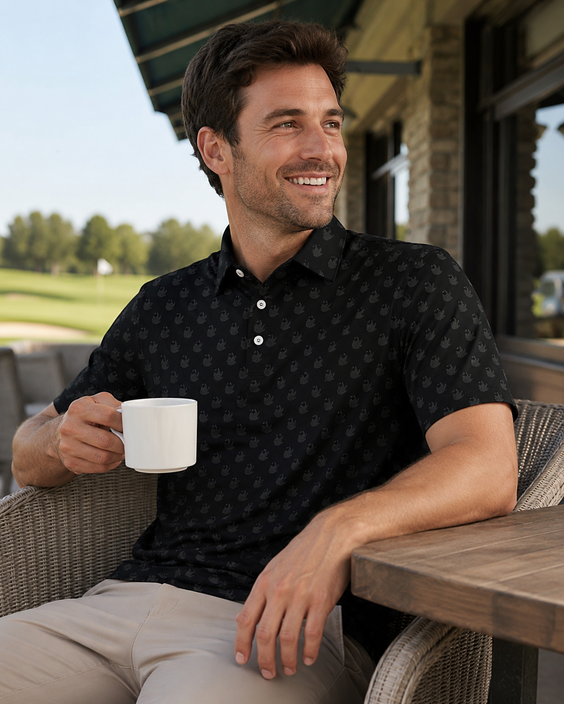 Men's Printed Moisture-Wicking Golf Polo Shirt