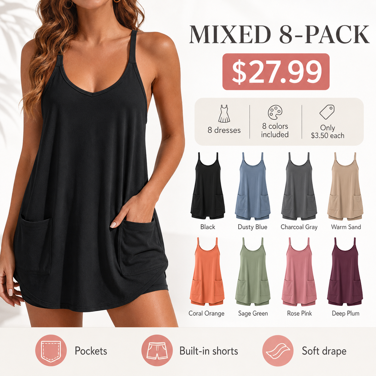 Mixed 8-Pack sleeveless mini dress romper bundle