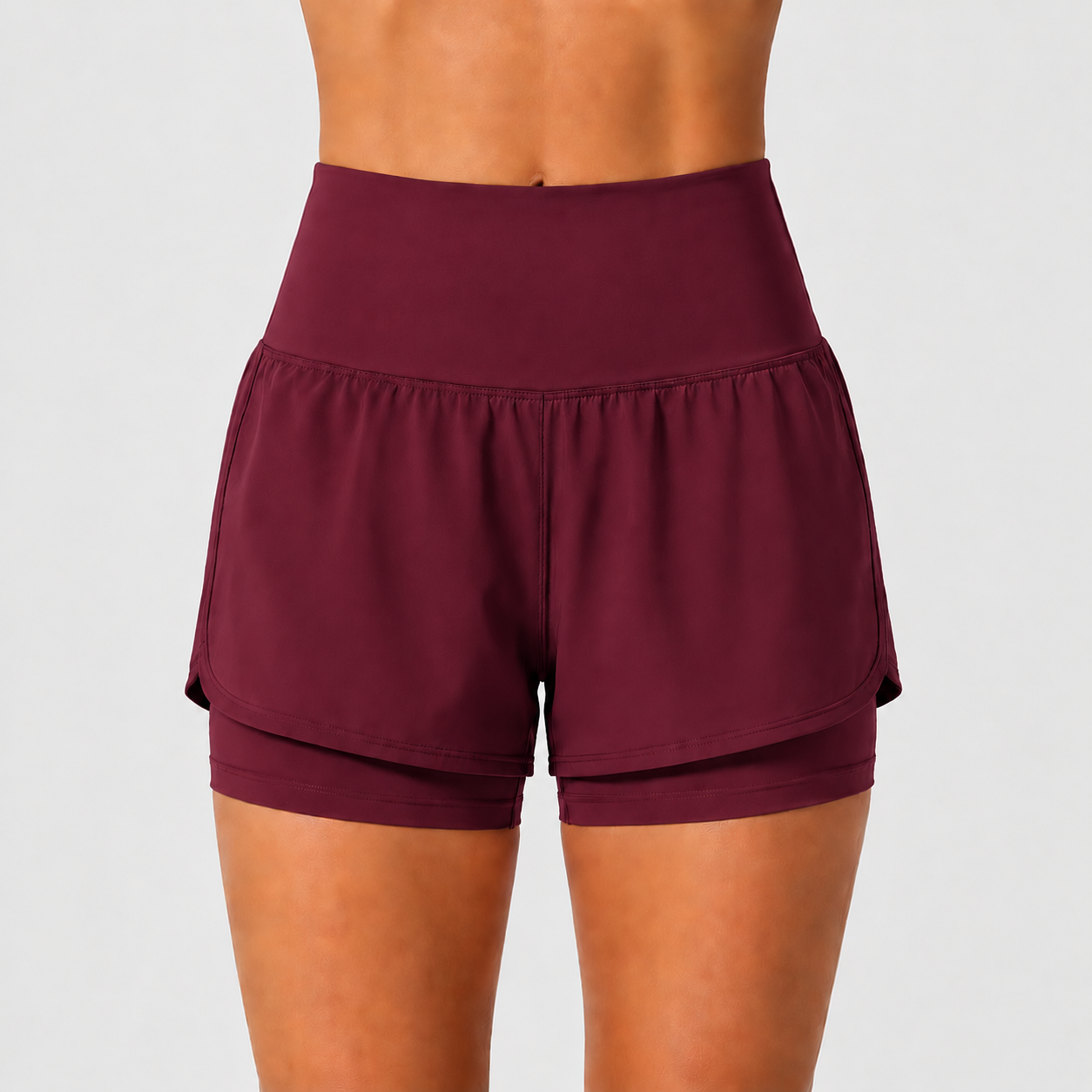 Winterberry super high waisted 2-in-1 yoga shorts front view