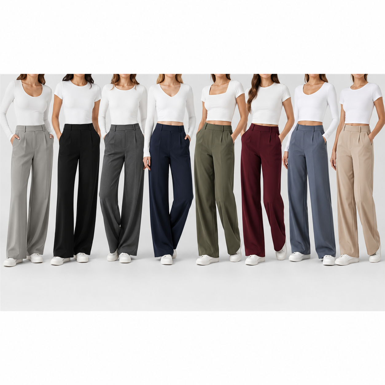 Eight color wide leg pants lineup